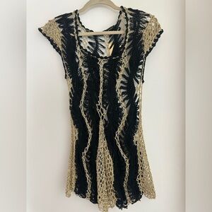 Black and Gold Crochet Dress
